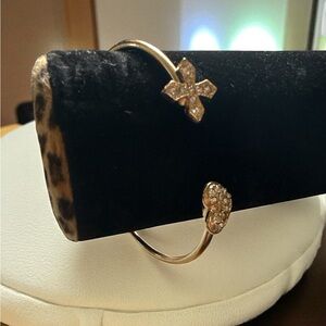 Gold Cuff Bracelet with Crystal Accents